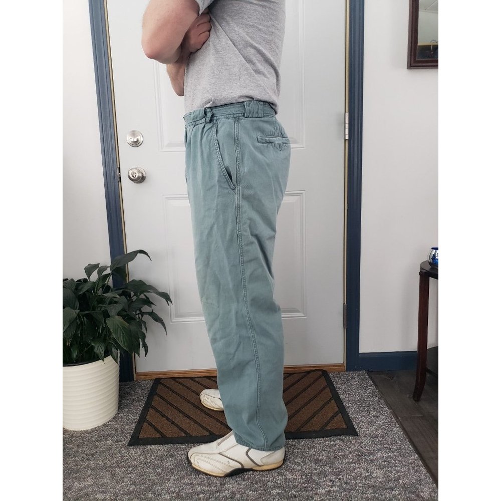 Vintage 80s Bugle Boy Green Work Pants - Picture 2 of 6